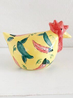Vintage 90s CBK LTD Yellow Ceramic Rooster Decor